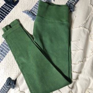 Green Ribbed Aerie Offline Leggings